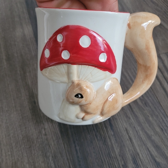 Fall Squirrel 🐿️🍄 with Red Mushroom ceramic mug Cute Bohemian Style - Picture 2 of 5